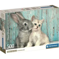 Prietenia pisicii și a iepurașului HQC 500 de piese Puzzle Compact - Clementoni
