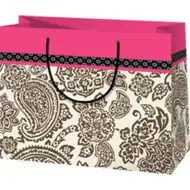 Pungă cadou cu margine culoarea roz dimensiune mare 27x14x33cm