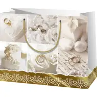 Pungă cadou design de nuntă dimensiune 18x23x10cm