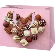 Pungă cadou mare exclusivă desert inimioară 26x13x32cm