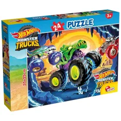 Puzzle cu camioane monstru Hot Wheels 24buc 35x25cm - Lisciani