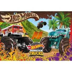 Puzzle cu camioane monstru Hot Wheels 60 bucăți 50x35cm - Lisciani imaginea 2