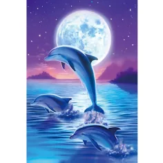 Puzzle cu diamante: Set de pictură cu diamante delfini 10x15cm