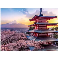 Puzzle cu diamante: Set de pictură cu diamante pagodă japoneză 30x40cm