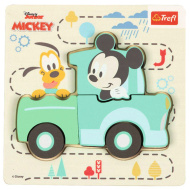 Puzzle din lemn cu forme – Disney Mickey Mouse în mașină - Trefl