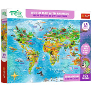 Puzzle educativ cu harta lumii și animale Treflik, 104 piese - Trefl