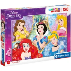 Puzzle Supercolor 180 de piese cu prințesele Disney - Clementoni