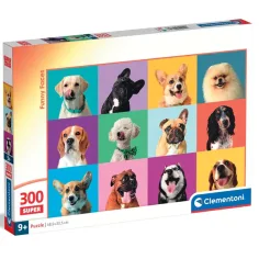 Puzzle veselii cu fețe de câini 300 de piese - Clementoni imaginea 1