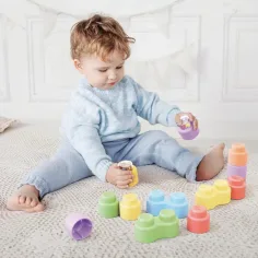 Quercetti: Momy Soft set de cuburi moi cu zornăitoare de 18 bucăți imaginea 4