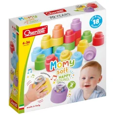 Quercetti: Momy Soft set de cuburi moi cu zornăitoare de 18 bucăți
