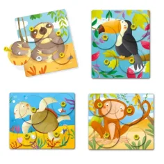 Quercetti: Montessori Giro 4 bucăți set puzzle animale imaginea 2