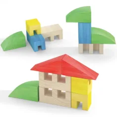 Quercetti: ToyTown Basic jucărie creativă 15 bucăţi din lemn imaginea 3