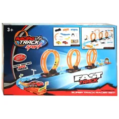 Racing Track: Set pistă de curse din 28 de piese cu 3 bucle și 2 mașini pull-back 1/64 imaginea 2