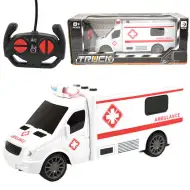 RC Ambulanță cu telecomandă cu efecte luminoase și sonore la scară 1/24 20cm