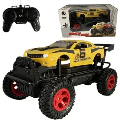 RC Off-Road mașină de jucărie galbenă Camaro cu lumini 27 MHz 29cm 1/14 scală