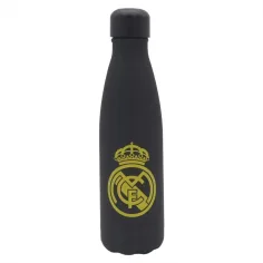 Real Madrid Sticlă de apă din oțel inoxidabil cu perete dublu negru-aurie de 500ml