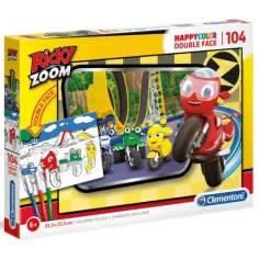 Ricky Zoom Dublu 2 în 1 104bucăți puzzle colorabil cu două fețe - Clementoni