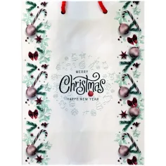 Sac de cadou cu model Merry Christmas 17,5x22,5x9,5cm