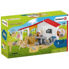 Schleich: Farm World - Set de cabinet veterinar cu mânz și animale de companie (42502)