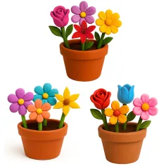 Set creativ pentru realizarea florilor din lut care se usucă la aer, disponibil în mai multe variante 1buc imaginea 3