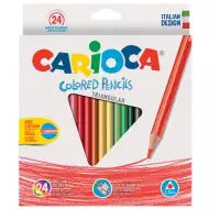 Set creioane colorate triunghiulare cu ascuţitor 24 buc. - Carioca