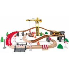 Set de cale ferată din lemn cu macara - Woodyland imaginea 2