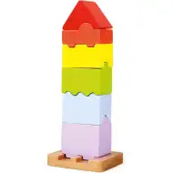 Set de construit colorat din lemn 7 bucăţi