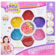 Set de făcut bijuterie cu mărgele transparente și forme inimioară mărgele