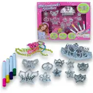 Set de frumusețe bijuterii strălucitoare colorabile cu tiara și cercei