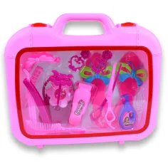 Set de frumusețe cu accesorii pentru coafor, pantofi și cercei într-o geantă imaginea 6