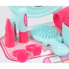 Set de frumusețe cu măsuță de toaletă cu oglindă și machiaj într-o cutie de depozitare imaginea 6