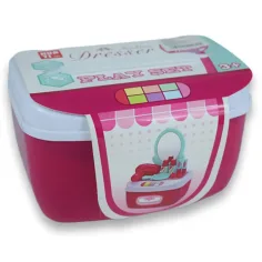 Set de frumusețe cu măsuță de toaletă cu oglindă și machiaj într-o cutie de depozitare imaginea 9