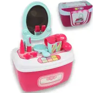 Set de frumusețe cu măsuță de toaletă cu oglindă și machiaj într-o cutie de depozitare