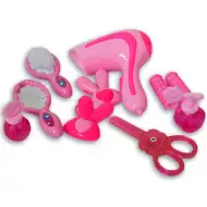 Set de frumusețe roz din 10 piese cu foarfecă, uscător de păr și accesorii