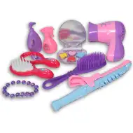 Set de frumusețe roz din 9 piese jucărie cu machiaj, pieptene și accesorii