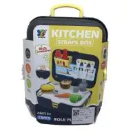 Set de joacă bucătărie în valiză neagră cu accesorii