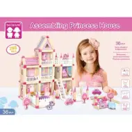 Set de joacă castel culoarea roz lemn cu accesorii