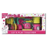 Set de joacă oale de bucătărie câine culoarea roz