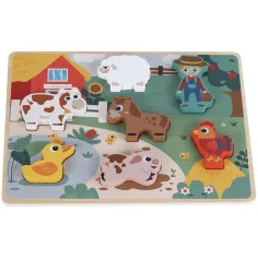 Set de joc de puzzle cu forme de fermă din lemn 7 piese