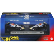 Set de mașinuțe Hot Wheels Premium F1 Racing Bulls, 2 bucăți, scară 1/64 – Liam Lawson #30 și Isack Hadjar #6 – Mattel