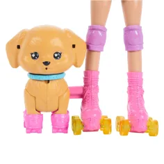 Set de Patinaj cu Câine Barbie - Păpușă Blondă - Mattel imaginea 5