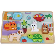 Set de puzzle cu forme de animale din lemn 7 bucăți