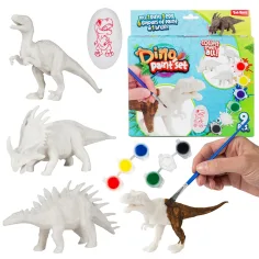 Set de vopsea Dino: Figurina de dinozaur de vopsit cu vopsele și pensulă, set de 9 piese imaginea 1