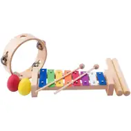 Set instrumente muzicale din lemn 4 bucăţi