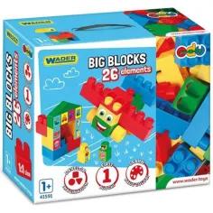 Set mare de cuburi de construcție cu piese albastre, 26 de piese - Wader