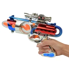 Space Warior: Pistol spațial electric cromat cu lumină și sunet 27cm imaginea 3