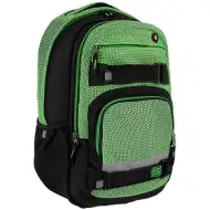 Spirit: Campus ghiozdan rotunjit negru si verde, rucsac 46x33x22cm
