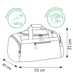 Spirit: Geantă de sport gri cu fermoar neon 55x31x41cm imaginea 2
