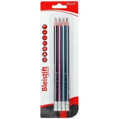Spirit: Set de 4 creioane grafit triunghiulare cu radieră Matt