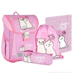 Spirit: Happy Cat roz 4buc. set de ghiozdă 38x28x17cm